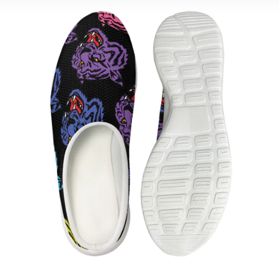 Colorful Tiger Head Pattern Print Mesh Casual Shoes